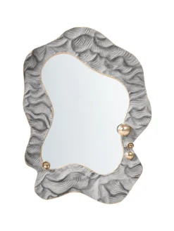 Wandspiegel LINAS in Grau/Gold - (W) 51 x (H) 67 x (L) 7 cm