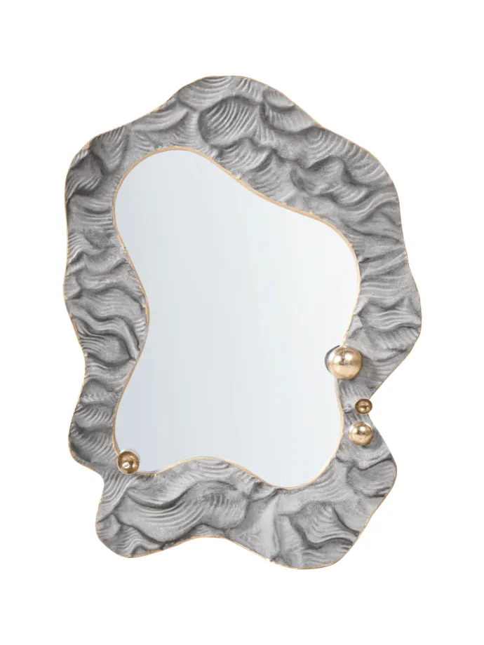 Wandspiegel LINAS in Grau/Gold - (W) 51 x (H) 67 x (L) 7 cm