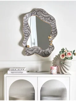 Wandspiegel LINAS in Grau/Gold - (W) 51 x (H) 67 x (L) 7 cm