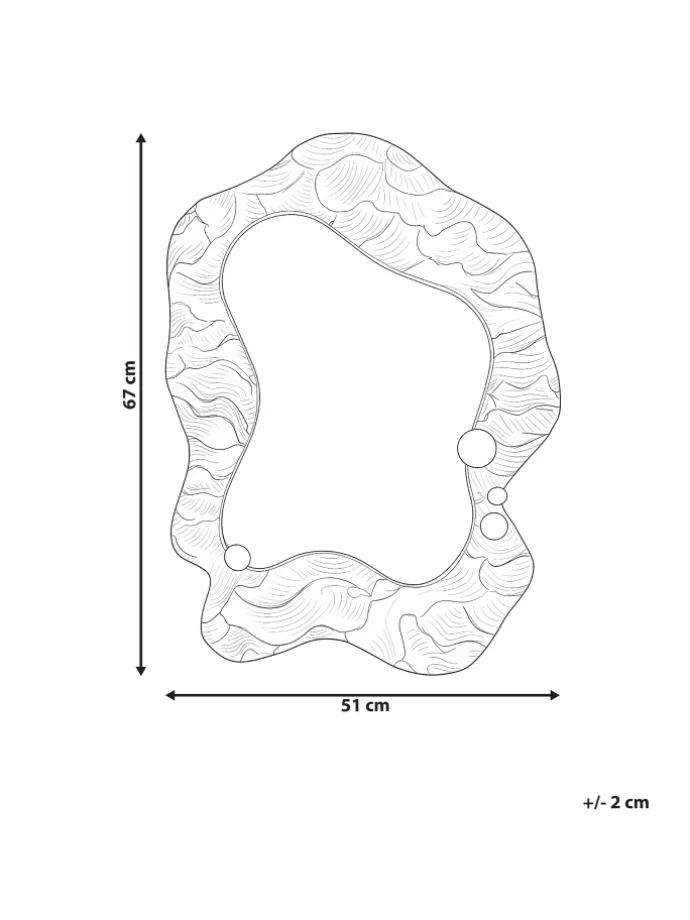 Wandspiegel LINAS in Grau/Gold - (W) 51 x (H) 67 x (L) 7 cm