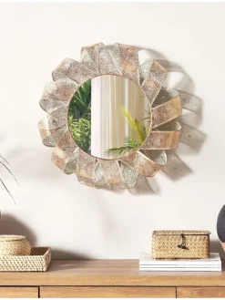 Wandspiegel MANGALORE in Weiß/Kupfer - (W) 54 x (H) 54 x (L) 4 cm