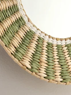 Wandspiegel ''Namibia'' in Beige/ Grün - Ø 45 cm