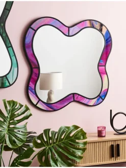 Wandspiegel PULNOY in Rosa/Schwarz - (W) 72 x (H) 80 x (L) 2 cm