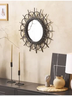 Wandspiegel TELAKIA in Schwarz - (W) 60 x (H) 60 x (L) 3 cm