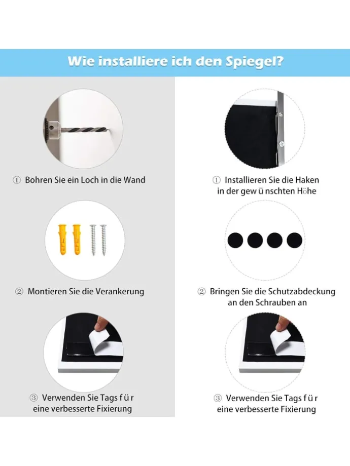 Wandspiegel 107x36,5cm in Weiß