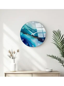 Wanduhr in Blau/ Türkis - Ø 40 cm