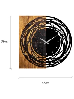 Wanduhr in Schwarz/ Hellbraun - (B)58 x (H)58 cm