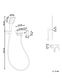 Wannenarmaturen BALNEARIO in Silber - (W) 19 x (H) 179 x (L) 14 cm