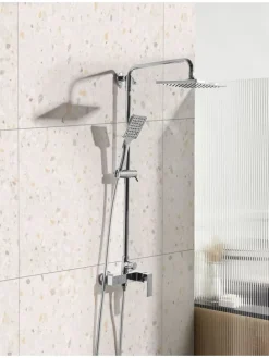 Wannenarmaturen CATAGENA in Silber - (W) 19 x (H) 93 cm