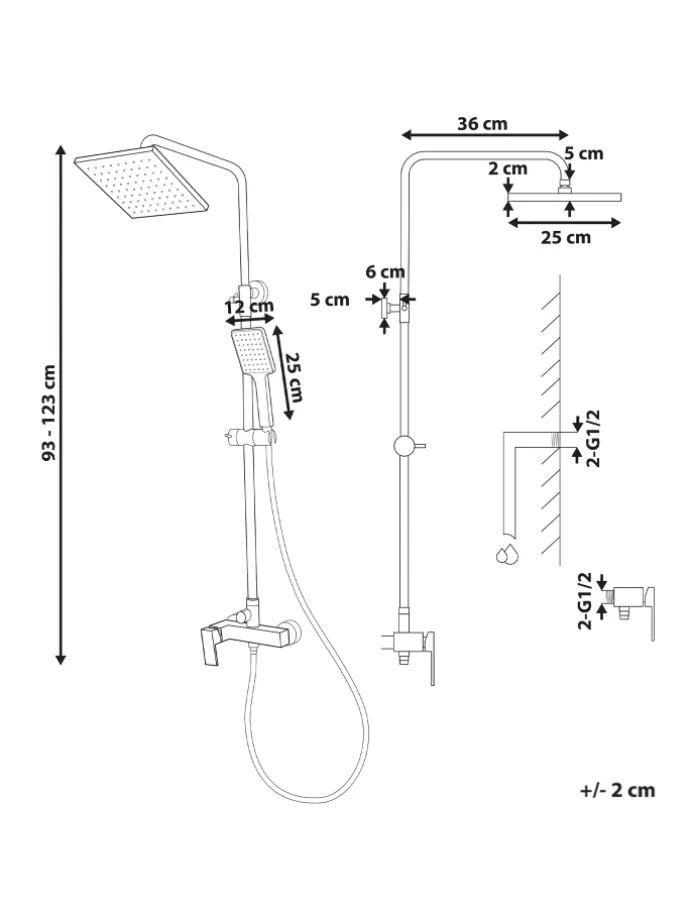 Wannenarmaturen CATAGENA in Silber - (W) 19 x (H) 93 cm
