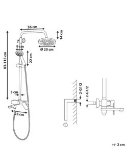 Wannenarmaturen GURARA in Schwarz/Gold - (W) 23 x (H) 83 x (L) 36 cm