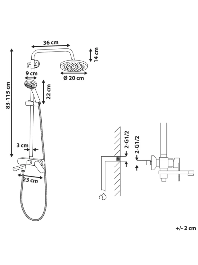 Wannenarmaturen GURARA in Schwarz/Gold - (W) 23 x (H) 83 x (L) 36 cm