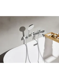 Wannenarmaturen MELIQUINA in Silber - (W) 31 x (H) 164 x (L) 12 cm