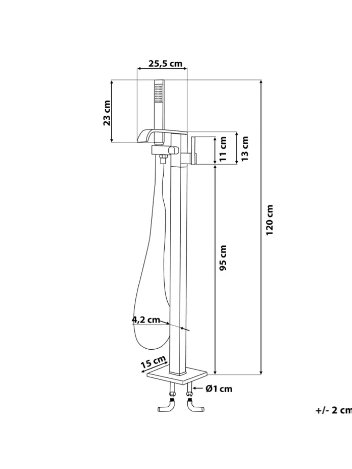 Wannenarmaturen NIAGARA in Schwarz - (W) 26 x (H) 120 x (L) 15 cm