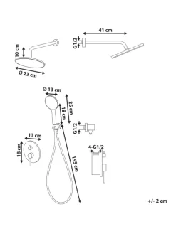 Wannenarmaturen PUELO in Gold - (W) 23 x (H) 180 x (L) 41 cm