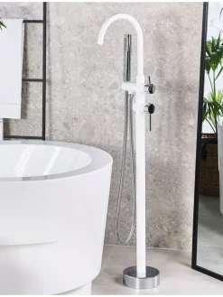 Wannenarmaturen TUGELA in Weiß/Silber - (W) 21 x (H) 116 x (L) 16 cm