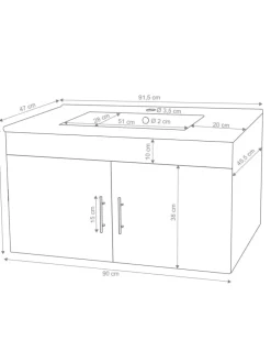 Waschbecken mit Unterschrank D16, Schwarz