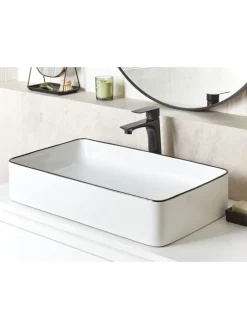 Waschbecken XERT in Weiß/Schwarz - (W) 61 x (H) 11 x (L) 35 cm