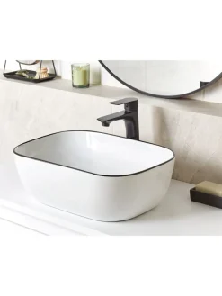 Waschbecken XERT in Weiß/Schwarz - (W) 46 x (H) 14 x (L) 33 cm