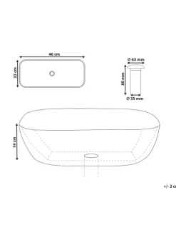 Waschbecken XERT in Weiß/Schwarz - (W) 46 x (H) 14 x (L) 33 cm