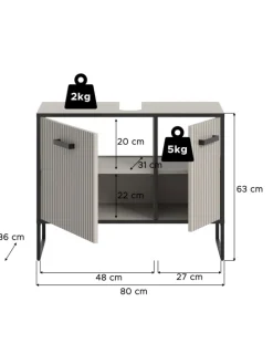 Waschbeckenunterschrank (B/H/T: 80x63x36 cm) in Kaschmir