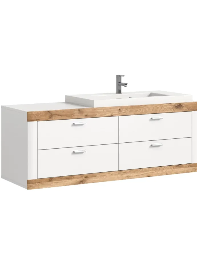 Waschbeckenunterschrank (B/H/T: 132x50x48 cm) in weiß