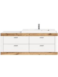 Waschbeckenunterschrank (B/H/T: 132x50x48 cm) in weiß