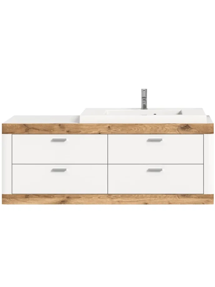 Waschbeckenunterschrank (B/H/T: 132x50x48 cm) in weiß