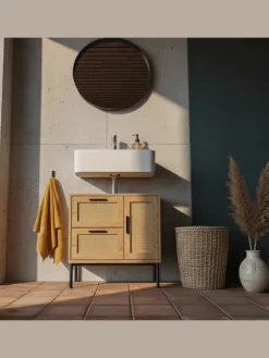 Waschbeckenunterschrank Eiche-Optik 60x60x40 cm mit Tür und