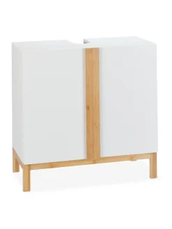 Waschbeckenunterschrank in Weiß/Natur - (B)60 x (H)60,5 x (T)30,5 cm