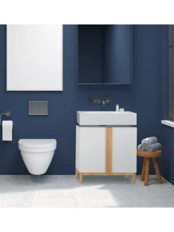 Waschbeckenunterschrank in Weiß/Natur - (B)60 x (H)60,5 x (T)30,5 cm