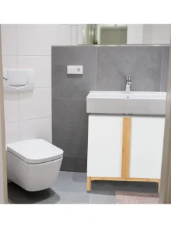 Waschbeckenunterschrank in Weiß/Natur - (B)60 x (H)60,5 x (T)30,5 cm