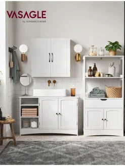 Waschbeckenunterschrank in Weiß - (B)90 x (H)60 x (T)30 cm