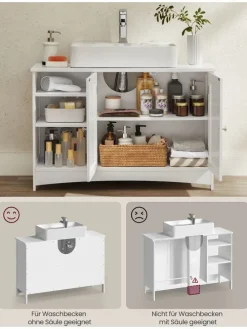 Waschbeckenunterschrank in Weiß - (B)90 x (H)60 x (T)30 cm