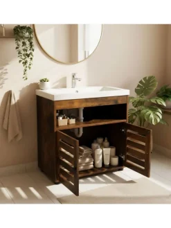 Waschbeckenunterschrank in Braun - (B)60 x (H)63 x (T)30 cm