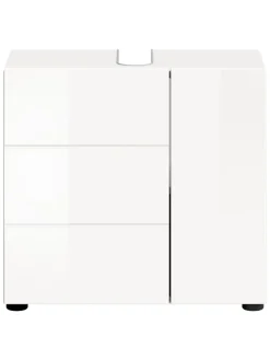 Waschbeckenunterschrank in weiß/weiß hochglanz - (B) 60 x (H) 56 x (T) 32