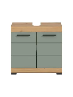 Waschbeckenunterschrank in Artisan Eiche/Salbei - (B) 60 x (H) 56 x (T) 34