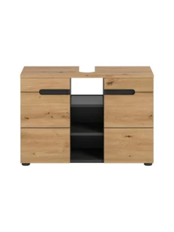 Waschbeckenunterschrank in Basalt grau/Artisan Eiche - (B) 80 x (H) 55 x (T) 34