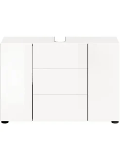 Waschbeckenunterschrank in weiß/weiß hochglanz - (B) 82 x (H) 56 x (T) 34