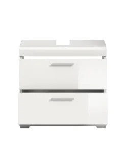 Waschbeckenunterschrank in weiß/weiß hochglanz - (B) 60 x (H) 56 x (T) 37