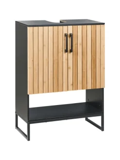 Waschbeckenunterschrank MISCANTI in Braun/Schwarz - (W) 60 x (H) 80 x (L) 30 cm