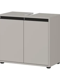 Waschbeckenunterschrank Soft-Close, 2 Türen, Made in Germany in Steingrau