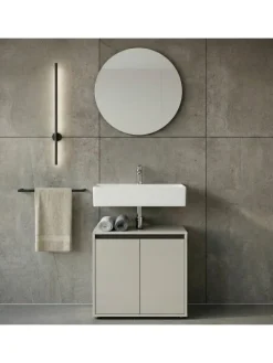 Waschbeckenunterschrank Soft-Close, 2 Türen, Made in Germany in Steingrau