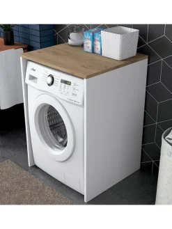 Waschmaschinen-Regal in Natur/ Weiß - (B)65 x (H)91,8 x (T)60 cm