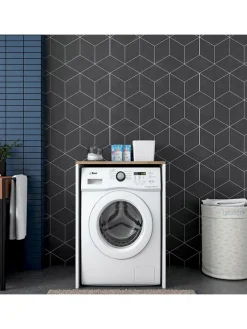 Waschmaschinen-Regal in Natur/ Weiß - (B)65 x (H)91,8 x (T)60 cm