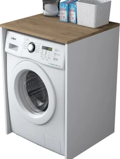 Waschmaschinen-Regal in Natur/ Weiß - (B)65 x (H)91,8 x (T)60 cm