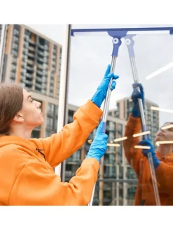 Wasserschieber in Silber/ Blau - (B)52 x (H)84–135 cm