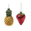 Weihnachtsbaumschmuck Ananas Erdbeere Glas H. 12cm/9cm in bunt