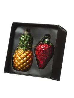 Weihnachtsbaumschmuck Ananas Erdbeere Glas H. 12cm/9cm in bunt