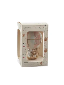 Weihnachtsbaumschmuck Ballon mit Bär und Hase H: 13cm in rosa